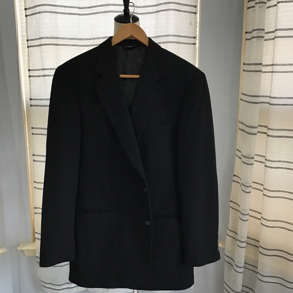Brooks Brothers 346 Men Size 41LG Black 100% Camel Hair Sportcoat Blazer Casual